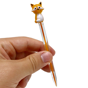 AFM Fox Glass Dabber Tool with detailed fox top, held in hand - clear background