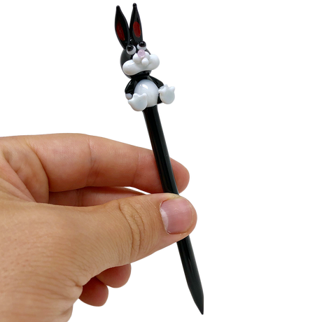 AFM Bunny Glass Dabber Tool V2.0 in hand, featuring a cartoon bunny top and sleek design