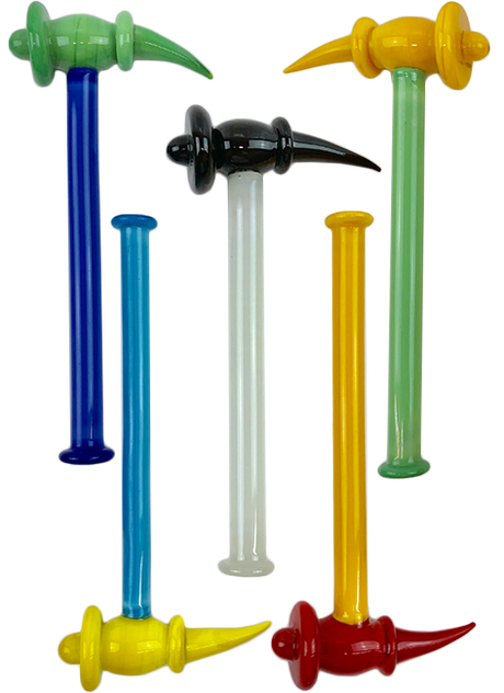 AFM Hammer Glass Dabber Tools in various colors displayed vertically and horizontally