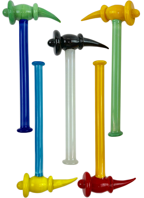 AFM Hammer Glass Dabber Tools in various colors displayed vertically and horizontally