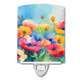 Anemones in Watercolor Ceramic Night Light