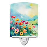 Anemones in Watercolor Ceramic Night Light