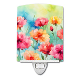 Carnations in Watercolor Ceramic Night Light