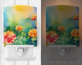 Chrysanthemums in Watercolor Ceramic Night Light