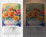 Chrysanthemums in Watercolor Ceramic Night Light