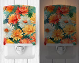 Chrysanthemums in Watercolor Ceramic Night Light