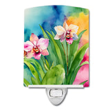 Orchids in Watercolor Ceramic Night Light