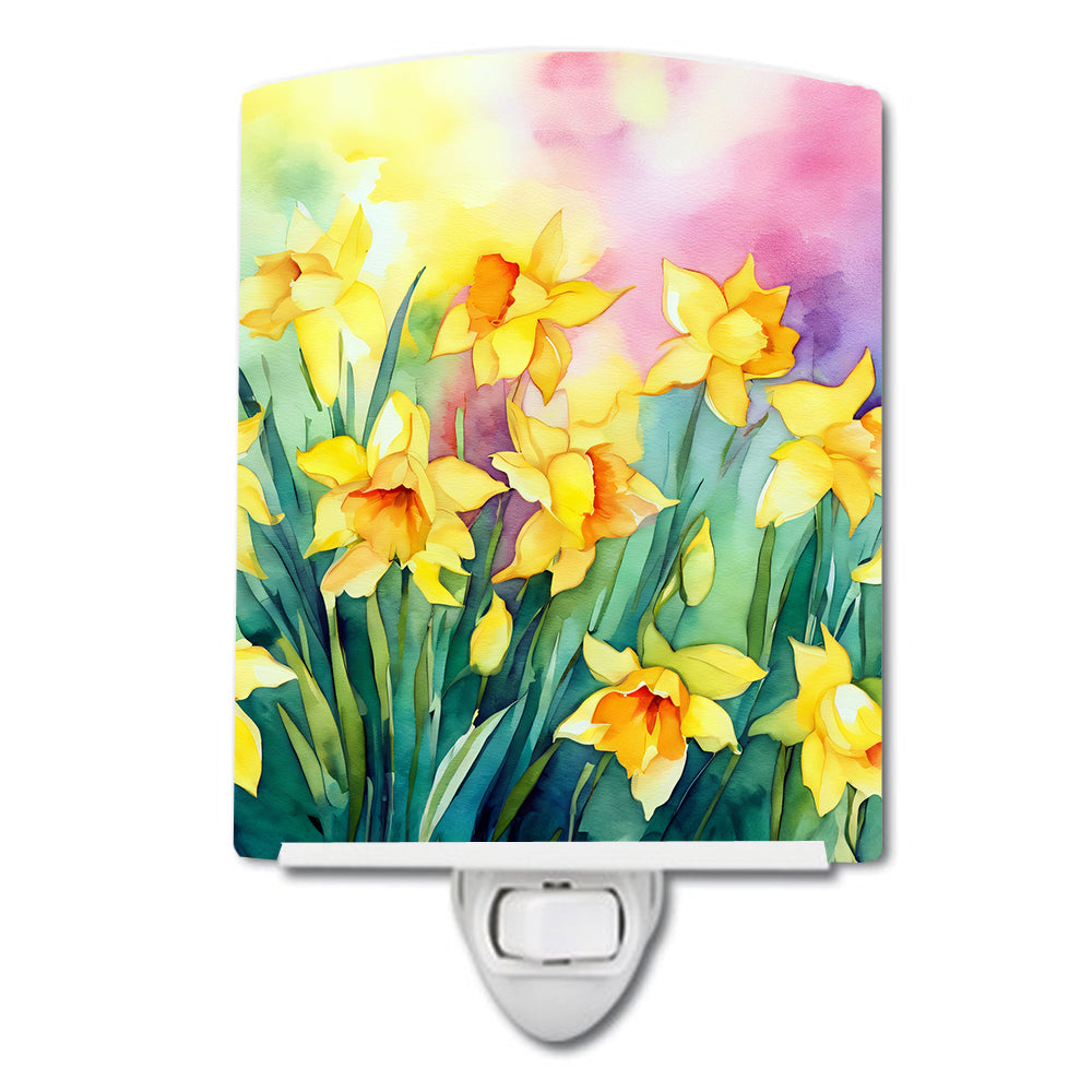 Daffodils in Watercolor Ceramic Night Light