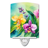 Orchids in Watercolor Ceramic Night Light