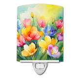 Freesias in Watercolor Ceramic Night Light