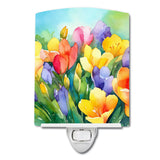 Freesias in Watercolor Ceramic Night Light