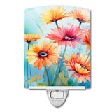 Gerbera Daisies in Watercolor Ceramic Night Light