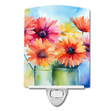 Gerbera Daisies in Watercolor Ceramic Night Light