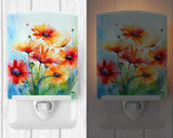 Gerbera Daisies in Watercolor Ceramic Night Light