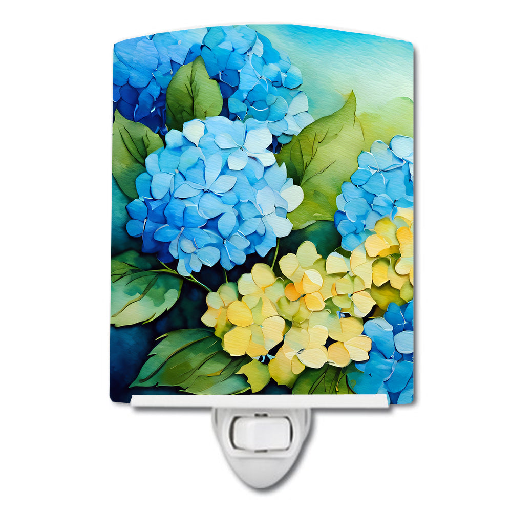 Hydrangeas in Watercolor Ceramic Night Light