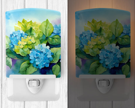 Hydrangeas in Watercolor Ceramic Night Light