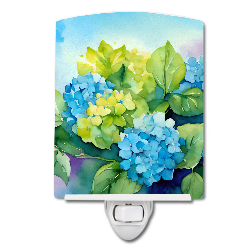 Hydrangeas in Watercolor Ceramic Night Light