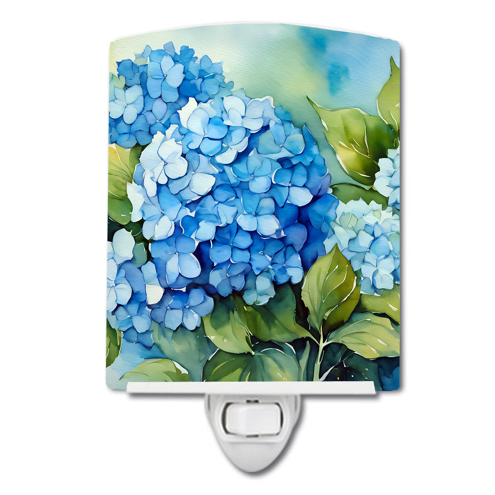 Hydrangeas in Watercolor Ceramic Night Light