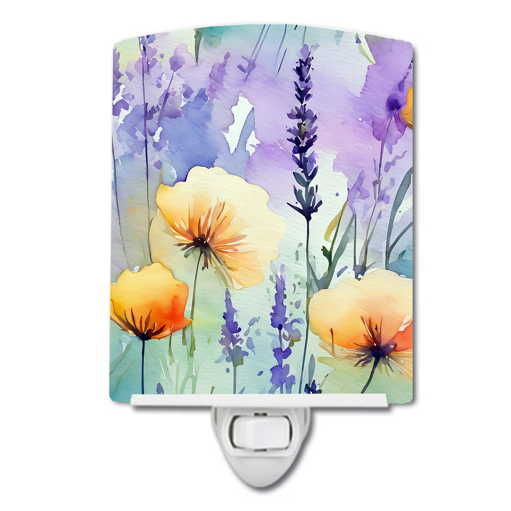 Lavender in Watercolor Ceramic Night Light