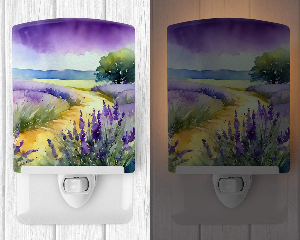 Lavender in Watercolor Ceramic Night Light