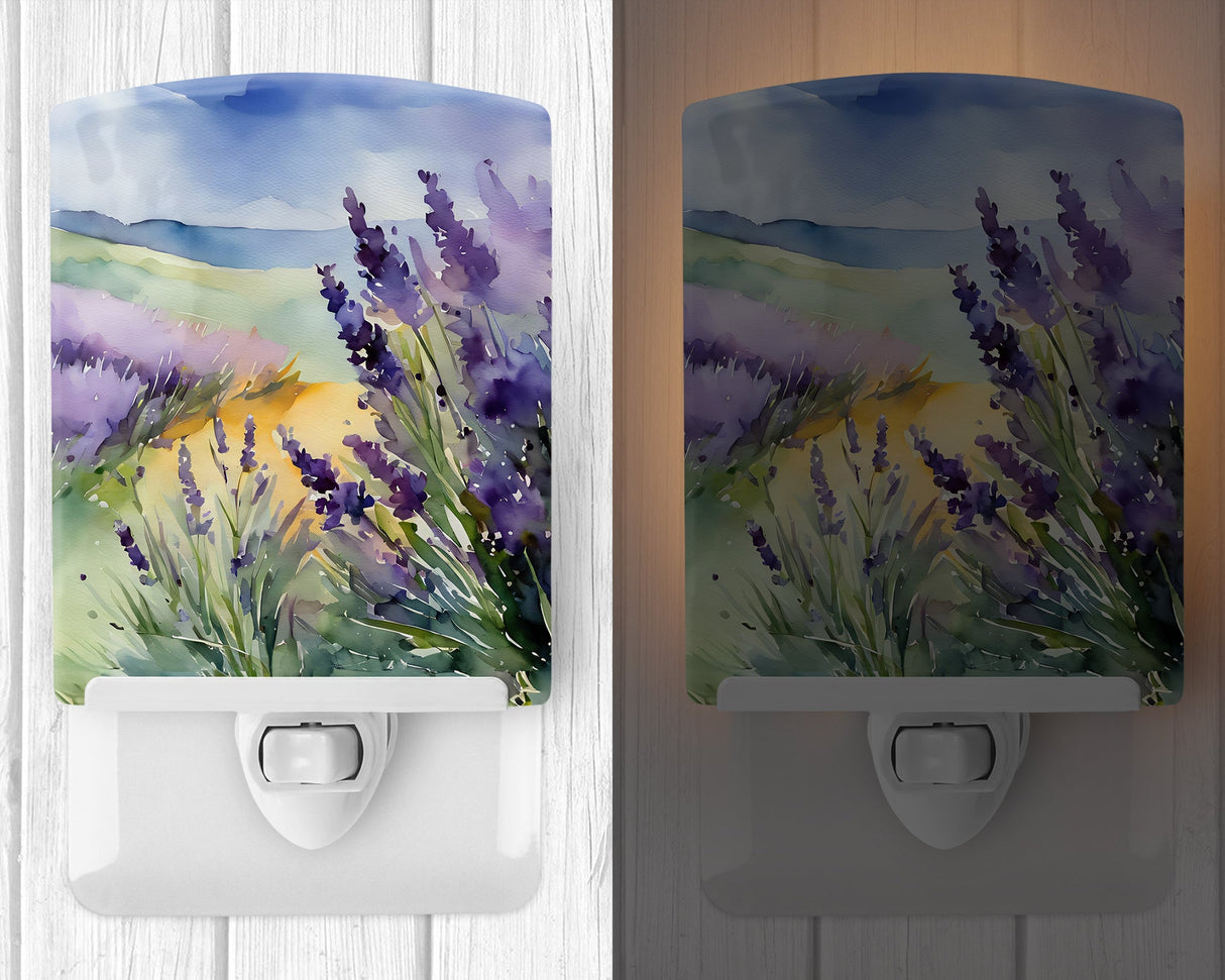 Lavender in Watercolor Ceramic Night Light