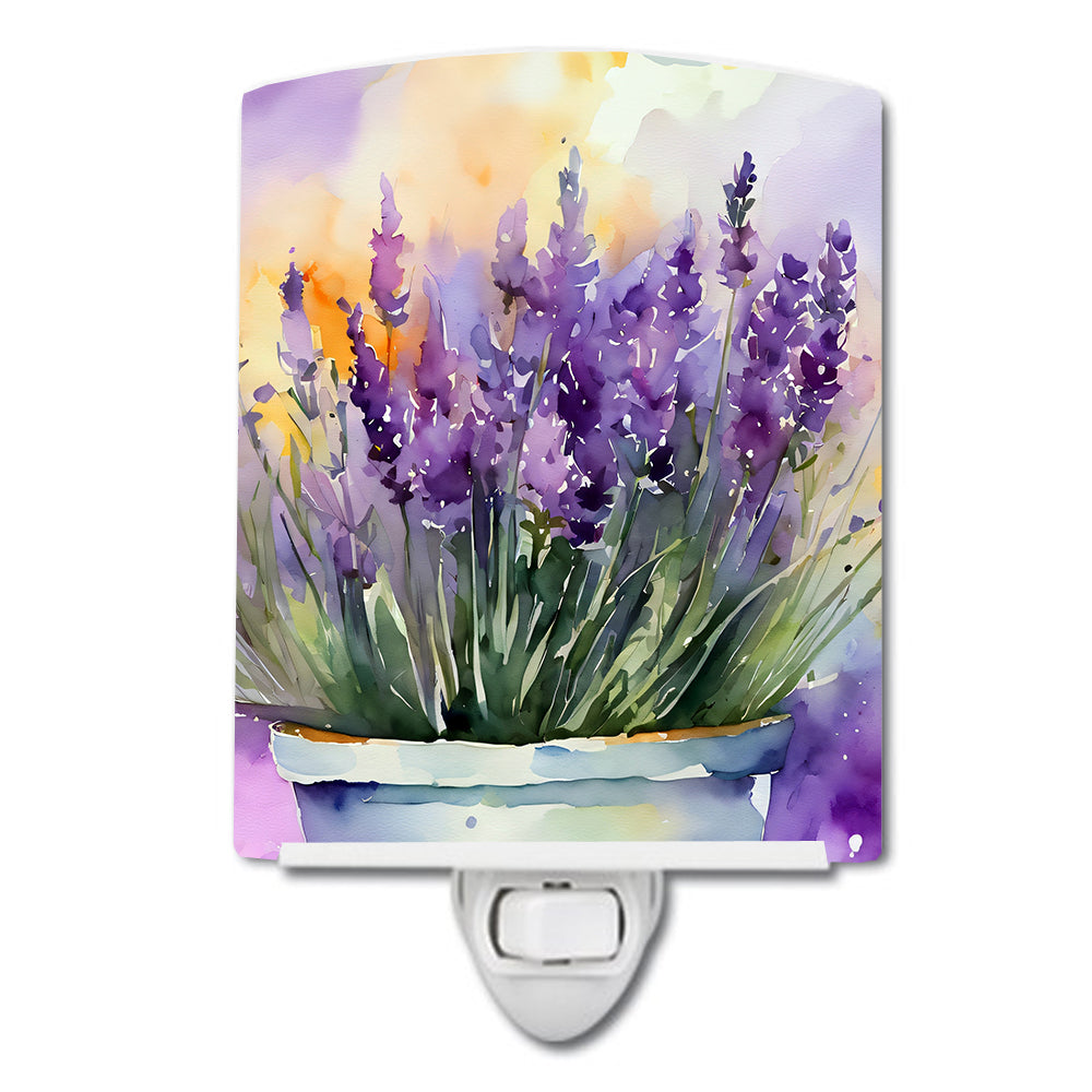 Lavender in Watercolor Ceramic Night Light