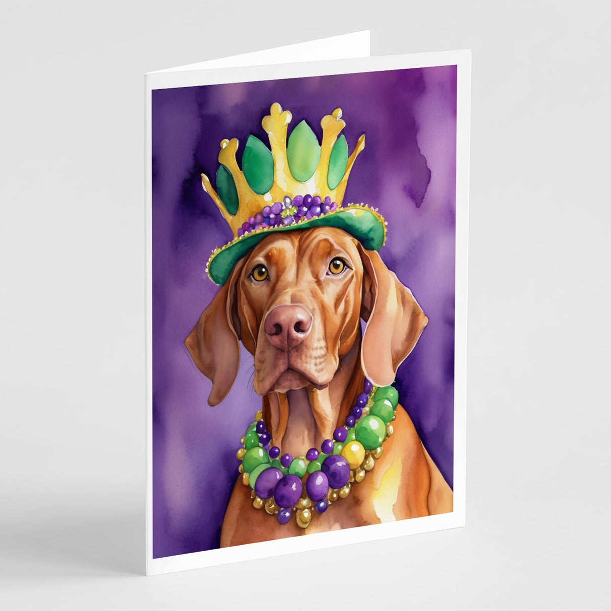 Vizsla King of Mardi Gras Greeting Cards Pack of 8