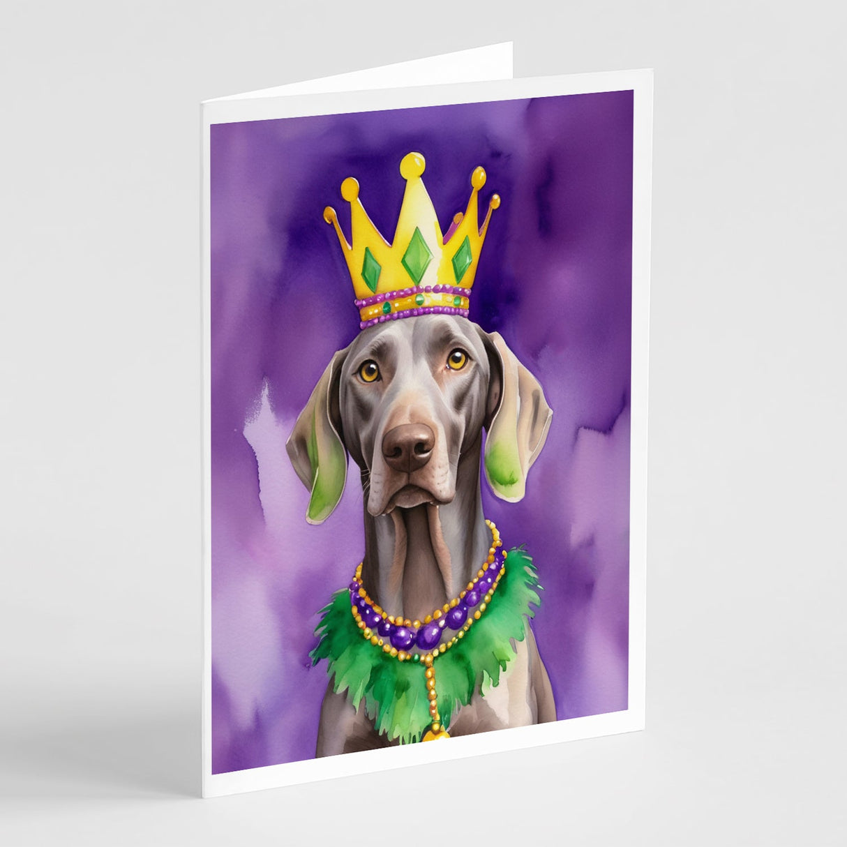 Weimaraner King of Mardi Gras Greeting Cards Pack of 8