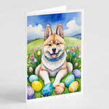 Akita Easter Egg Hunt Greeting Cards Pack of 8