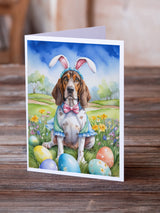 American English Coonhound Easter Egg Hunt Greeting Cards Pack of 8