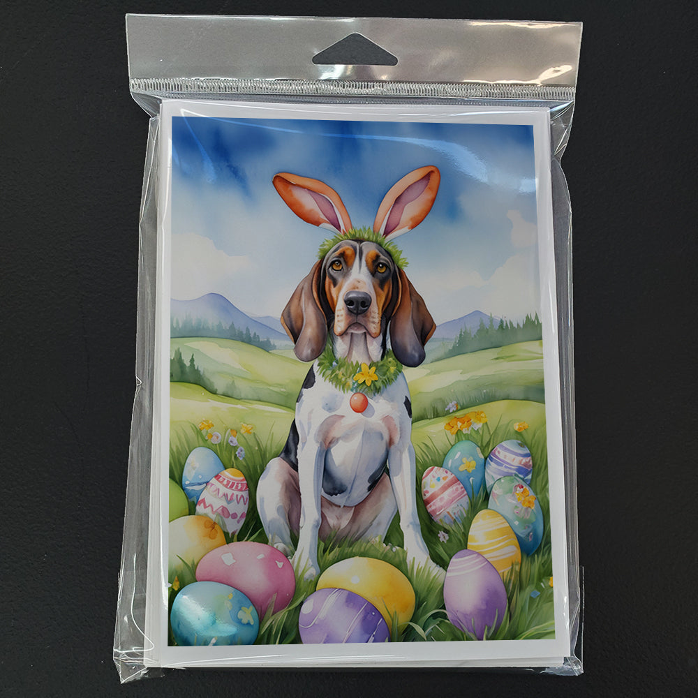 American English Coonhound Easter Egg Hunt Greeting Cards Pack of 8