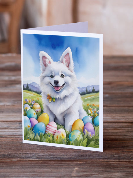 American Eskimo Easter Egg Hunt Greeting Cards Pack of 8