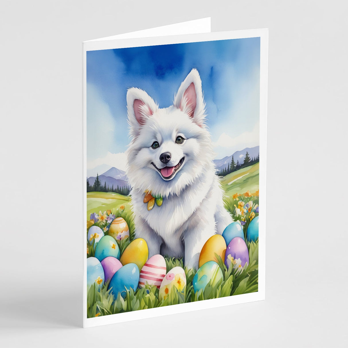 American Eskimo Easter Egg Hunt Greeting Cards Pack of 8