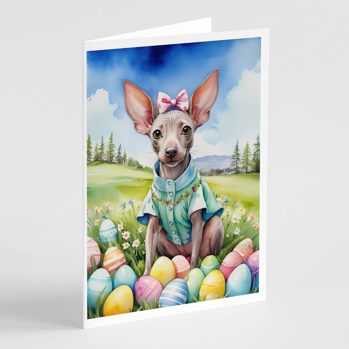 American Hairless Terrier Easter Egg Hunt Greeting Cards Pack of 8