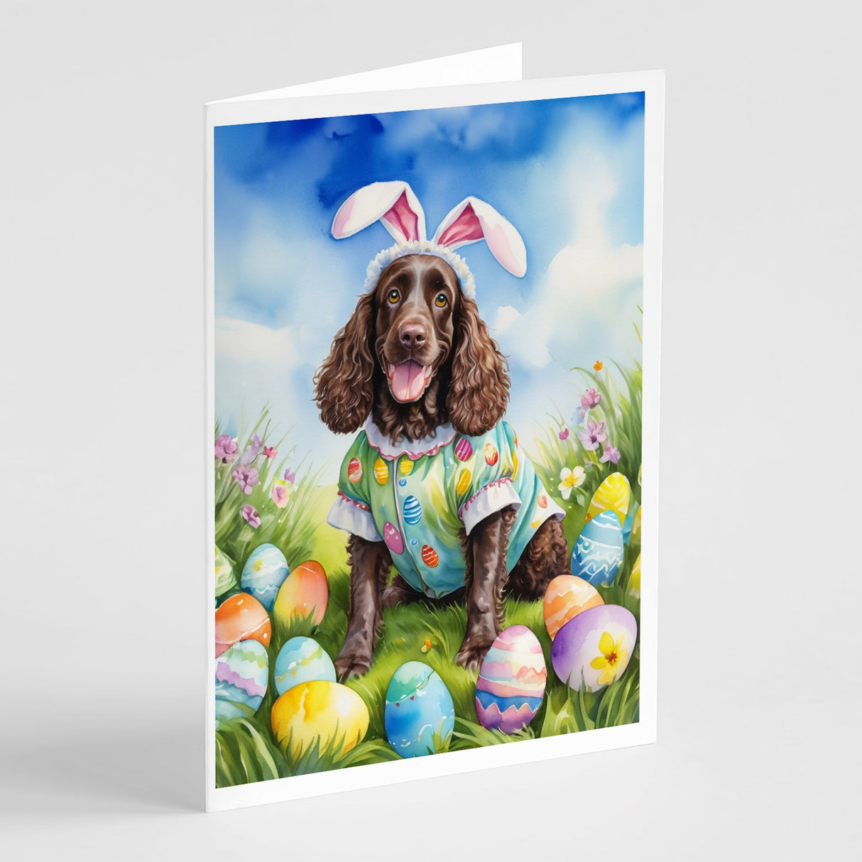 American Water Spaniel Easter Egg Hunt Greeting Cards Pack of 8