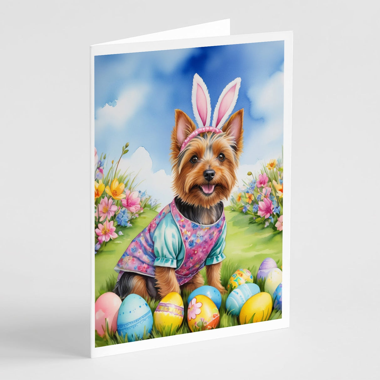 Australian Terrier Easter Egg Hunt Greeting Cards Pack of 8