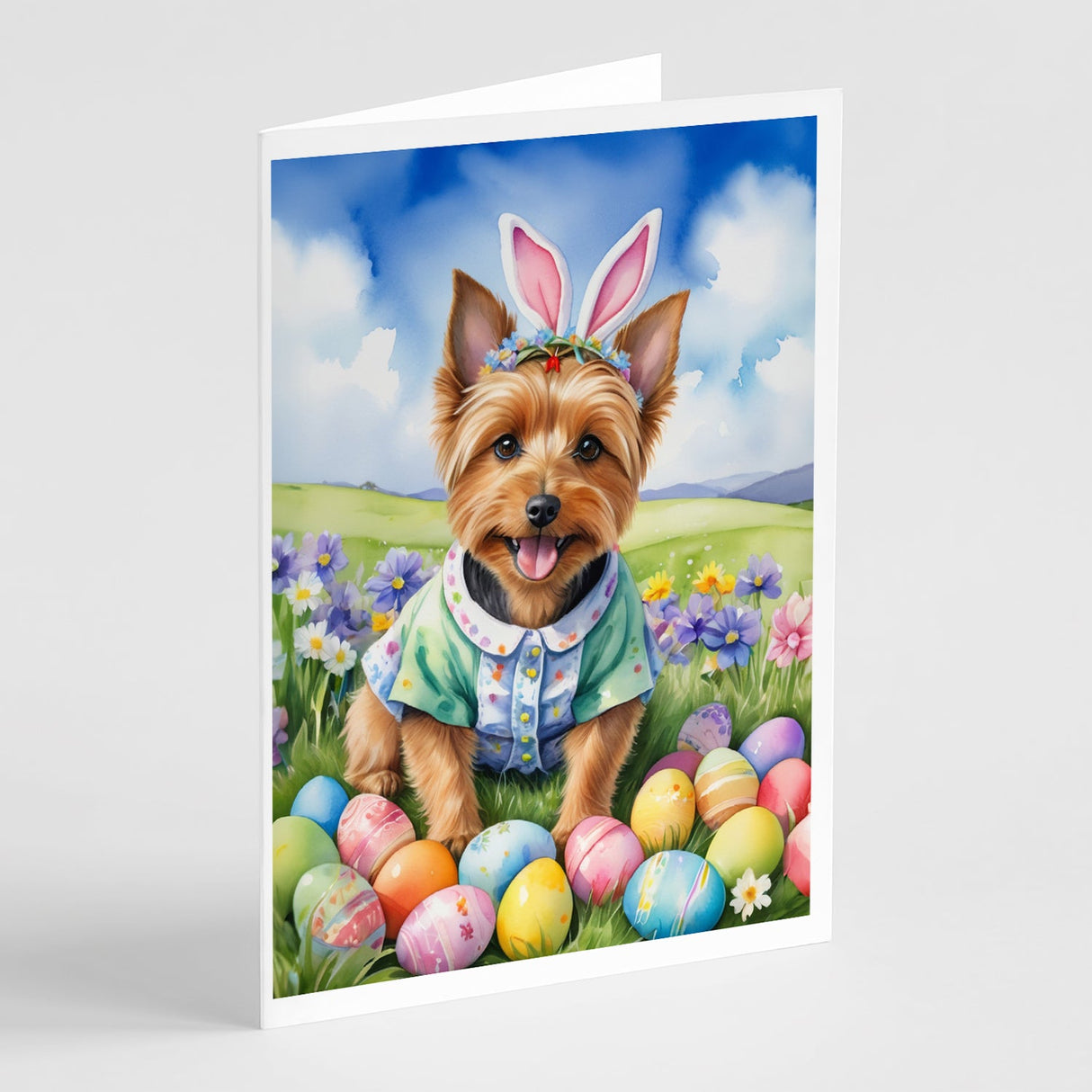 Australian Terrier Easter Egg Hunt Greeting Cards Pack of 8