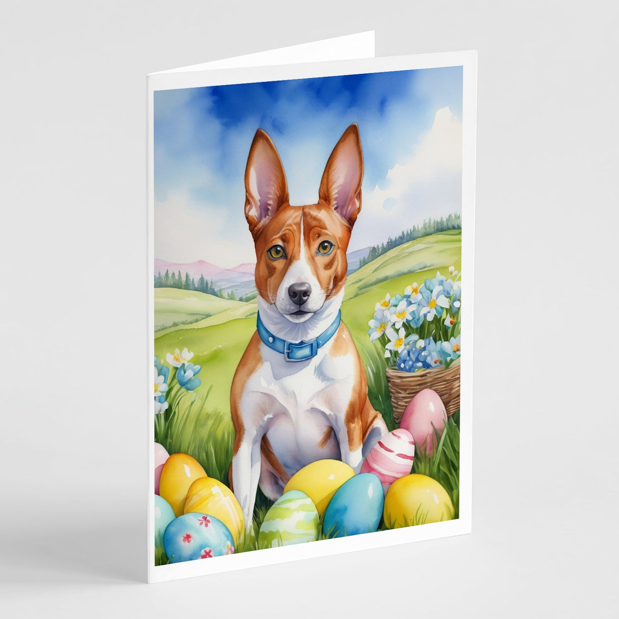 Basenji Easter Egg Hunt Greeting Cards Pack of 8