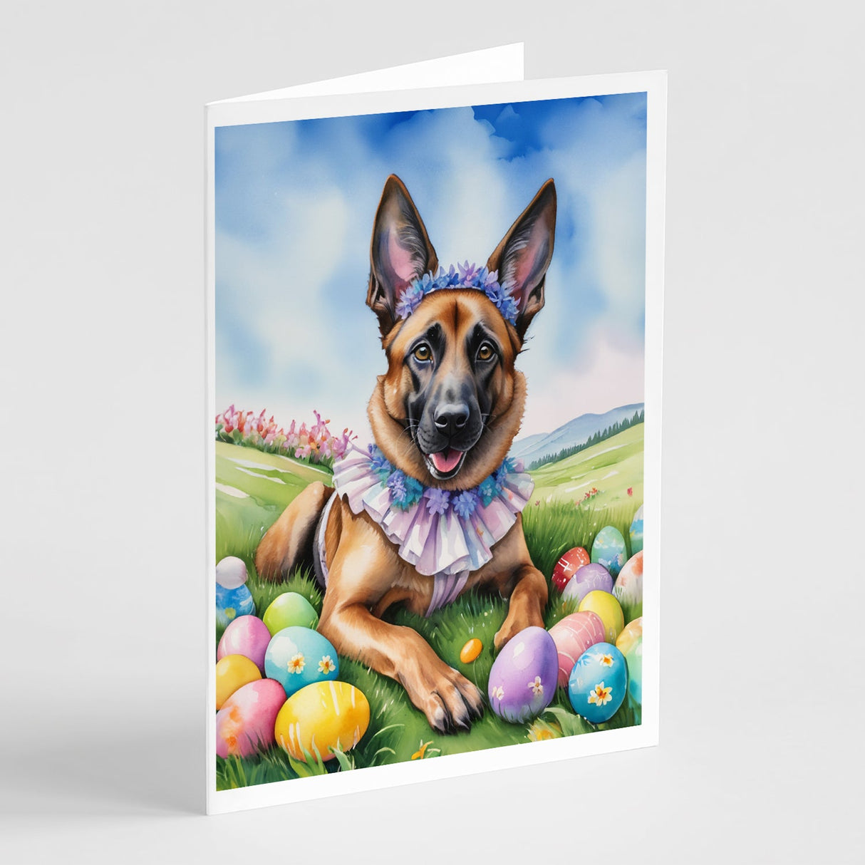 Belgian Malinois Easter Egg Hunt Greeting Cards Pack of 8