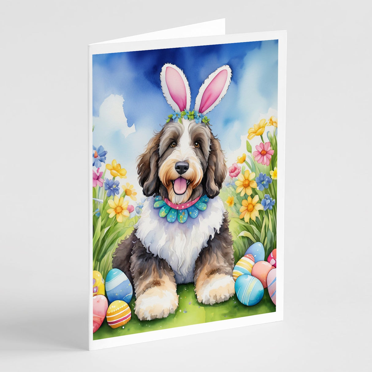 Bernedoodle Easter Egg Hunt Greeting Cards Pack of 8