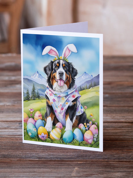 Bernese Mountain Dog Easter Egg Hunt Greeting Cards Pack of 8