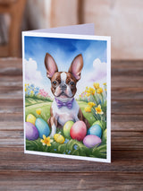 Boston Terrier Easter Egg Hunt Greeting Cards Pack of 8