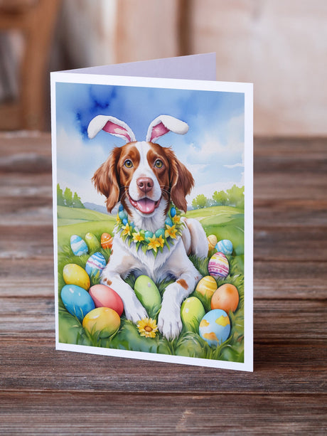 Brittany Spaniel Easter Egg Hunt Greeting Cards Pack of 8