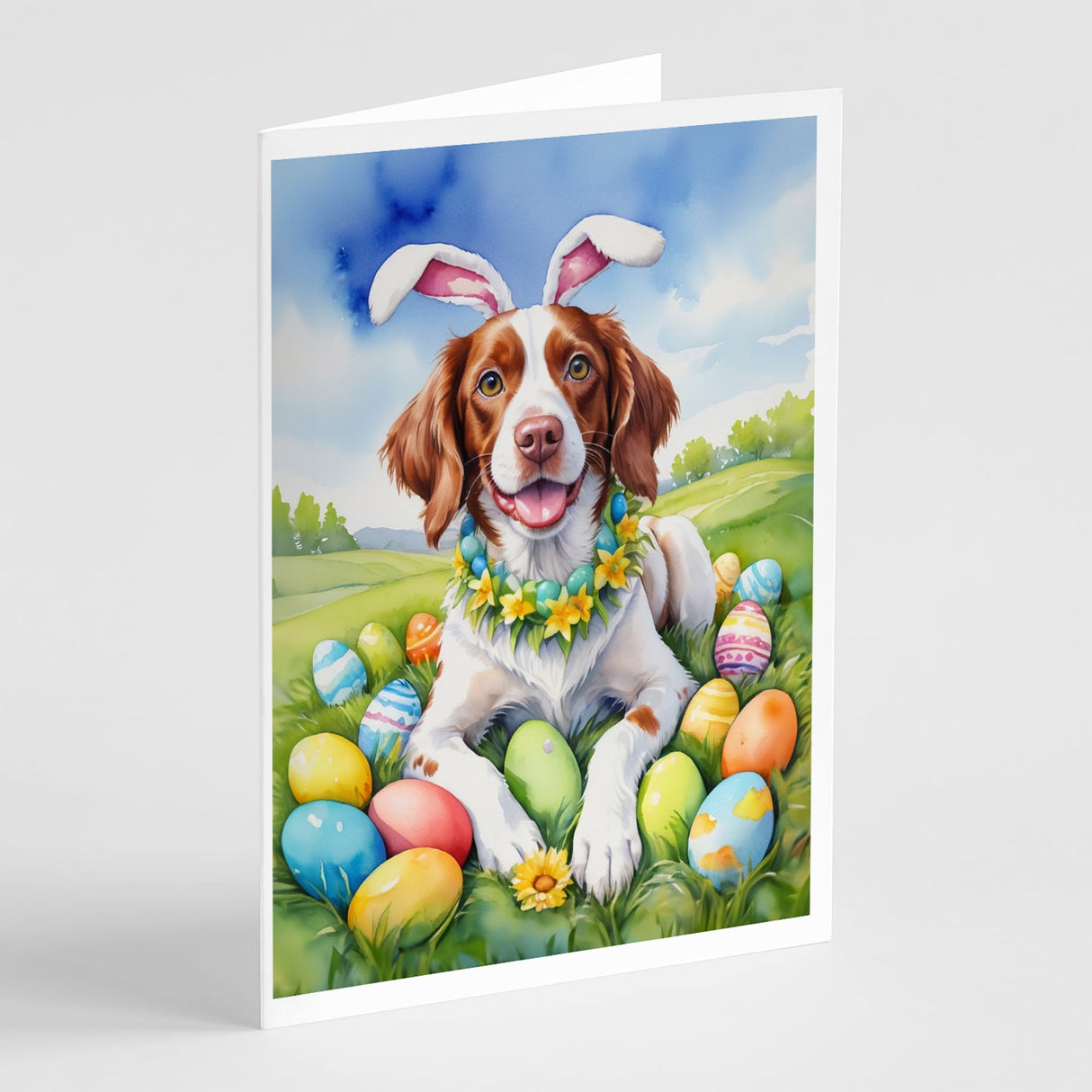 Brittany Spaniel Easter Egg Hunt Greeting Cards Pack of 8