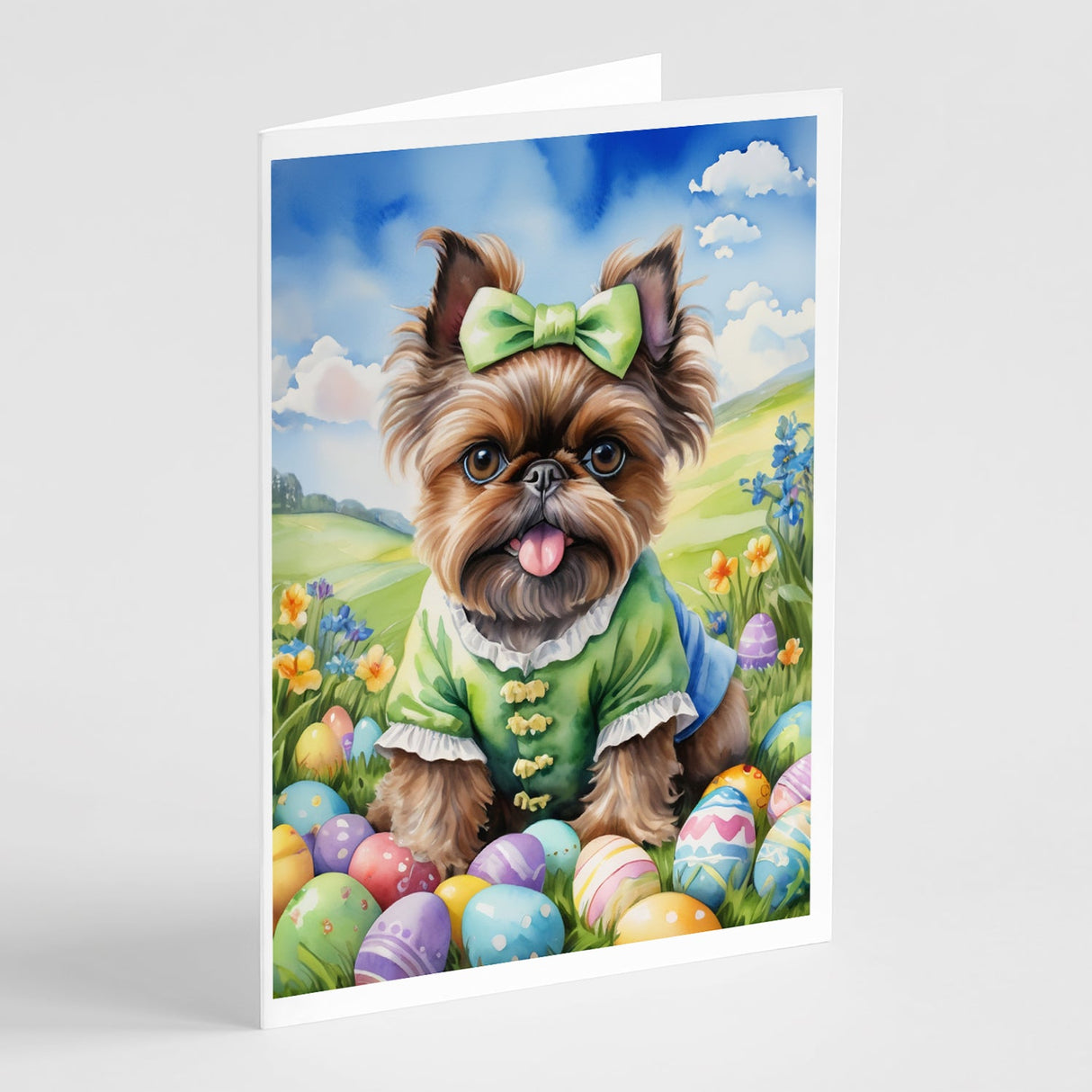 Brussels Griffon Easter Egg Hunt Greeting Cards Pack of 8