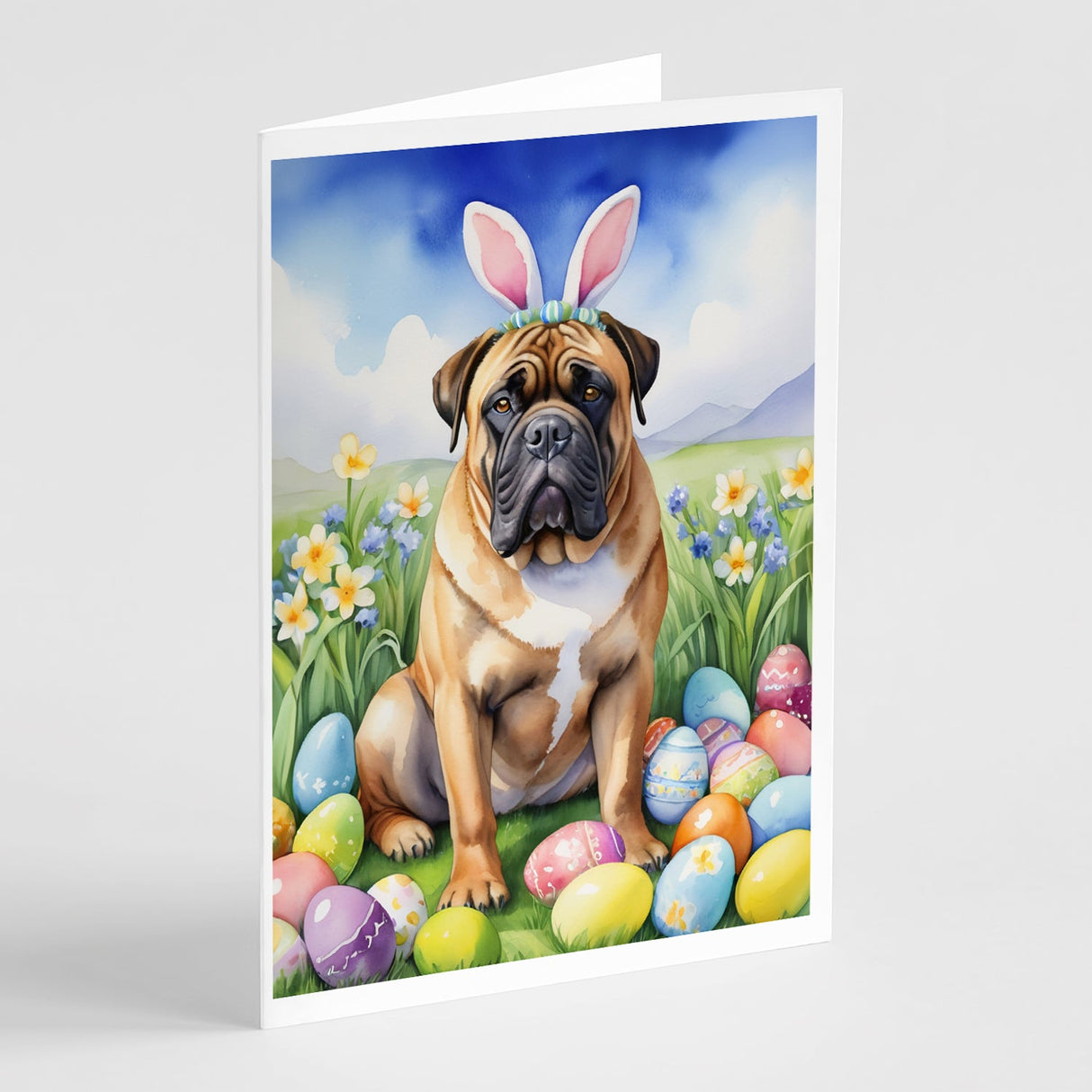 Bullmastiff Easter Egg Hunt Greeting Cards Pack of 8