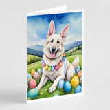 White German Shepherd Easter Egg Hunt Greeting Cards Pack of 8