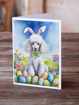 White Poodle Easter Egg Hunt Greeting Cards Pack of 8