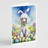 White Poodle Easter Egg Hunt Greeting Cards Pack of 8