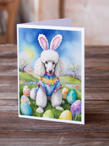 White Poodle Easter Egg Hunt Greeting Cards Pack of 8